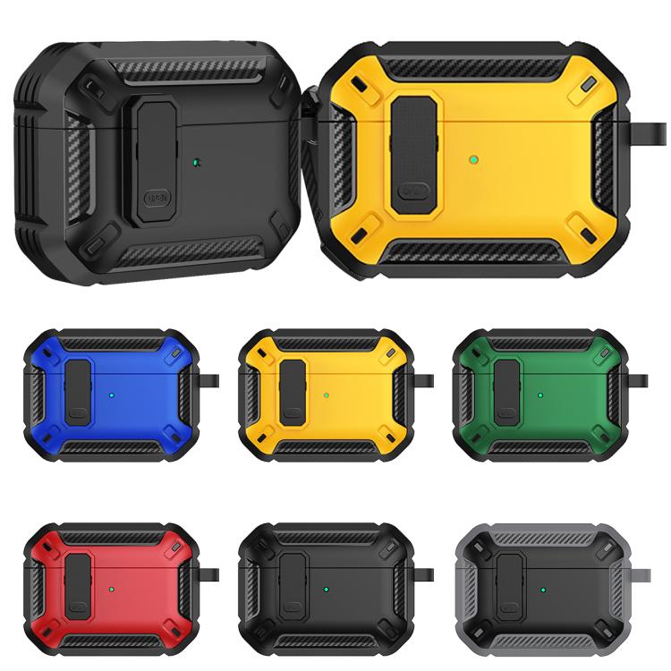 For AirPods Pro 3 Shield Shockproof Earphone Protective Case with Hook(Black Red) - For AirPods Pro 3 by buy2fix | Online Shopping UK | buy2fix