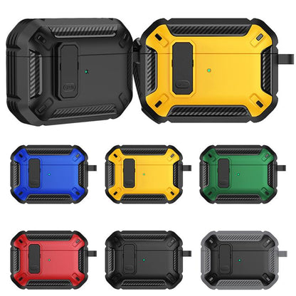 For AirPods Pro 3 Shield Shockproof Earphone Protective Case with Hook(Black Red) - For AirPods Pro 3 by buy2fix | Online Shopping UK | buy2fix
