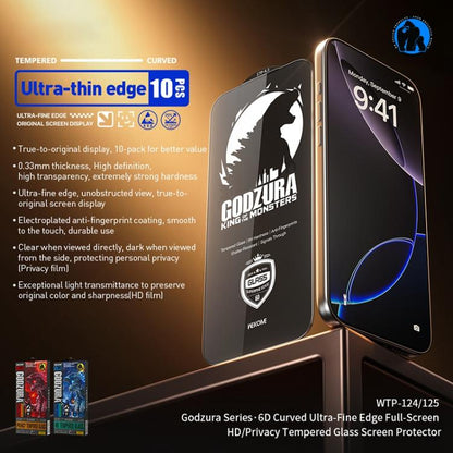 For iPhone 16 Pro Max WK WTP-125 10pcs 6D Curved Ultra-Fine Edge Privacy Full-Screen Tempered Glass Film(Transparent) - iPhone 16 Pro Max Tempered Glass by WK | Online Shopping UK | buy2fix