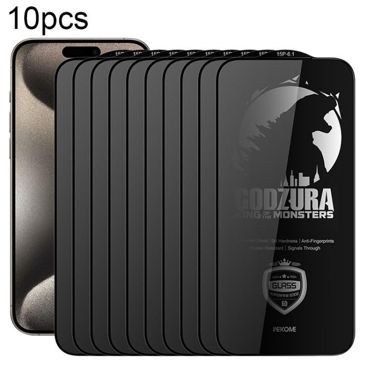 For iPhone 15 Pro WK WTP-125 10pcs 6D Curved Ultra-Fine Edge Privacy Full-Screen Tempered Glass Film(Transparent) - iPhone 15 Pro Tempered Glass by WK | Online Shopping UK | buy2fix