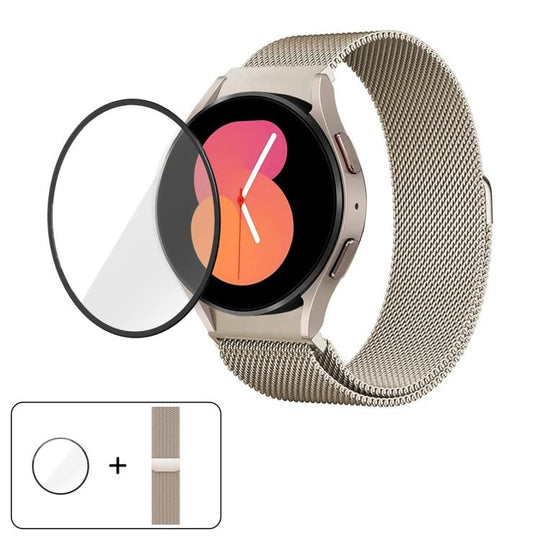 For Samsung Galaxy Watch7 40mm Milanese Magnetic Stainless Steel Watch Band with 3D Curved Film(Starlight)