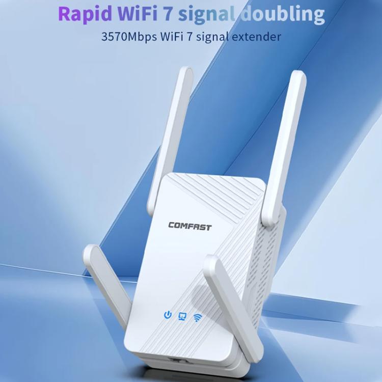 COMFAST CF-WR773BE 3570Mbps WiFi7 Signal Extender Dual Band Gigabit Wireless Repeater, Plug:EU Plug(White) - Broadband Amplifiers by COMFAST | Online Shopping UK | buy2fix