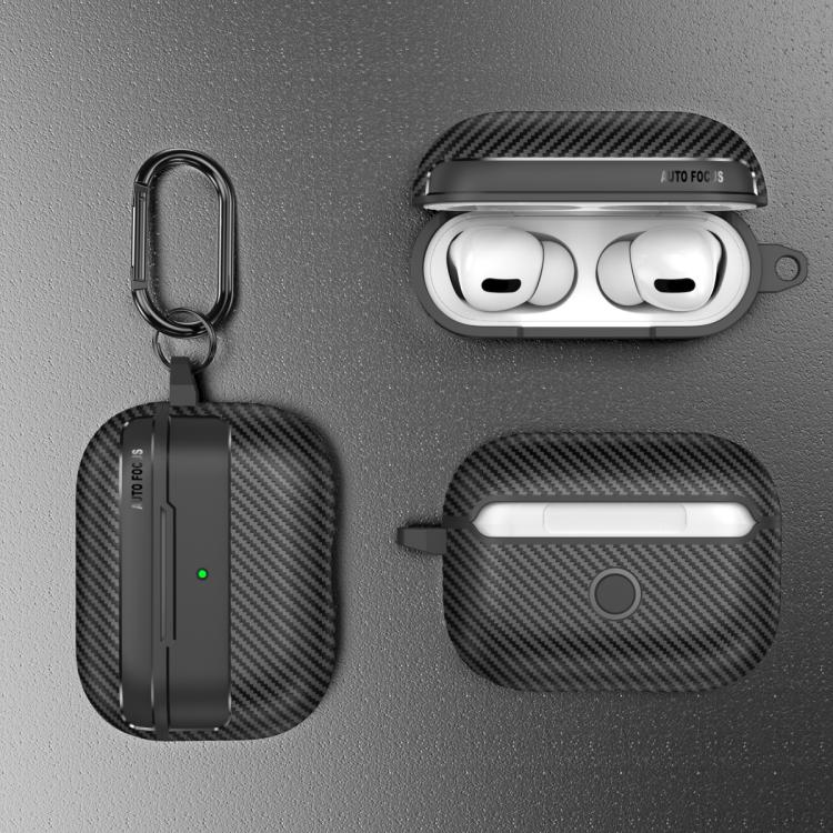 For AirPods Pro 3 Carbon Fiber Texture Bluetooth Earphone Protective Case(Grey) - For AirPods Pro 3 by buy2fix | Online Shopping UK | buy2fix