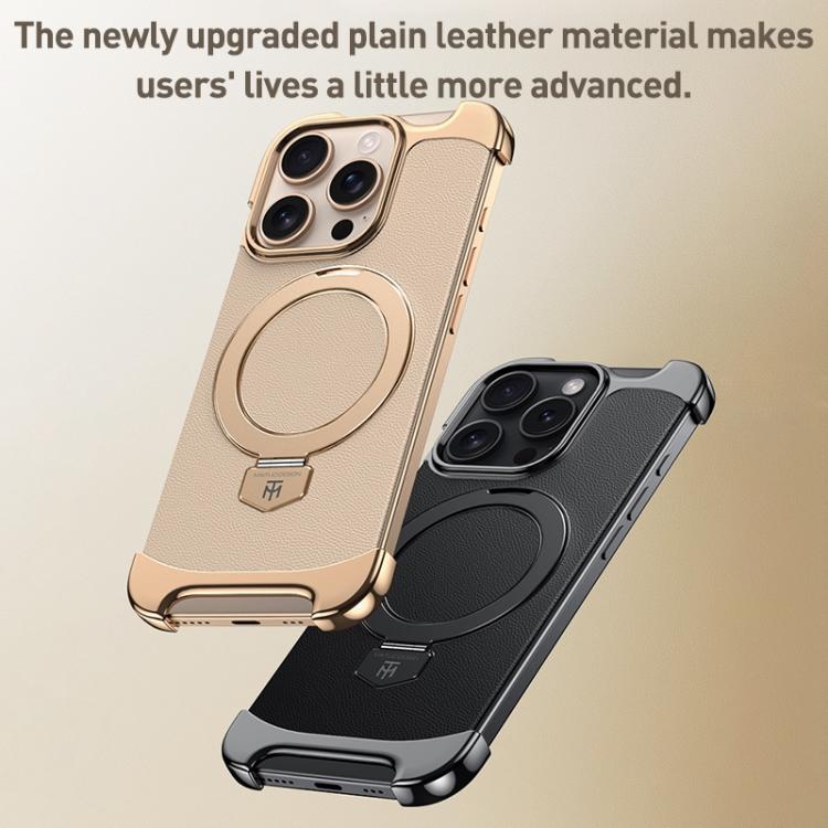 For iPhone Air Borderless MagSafe Ring Holder Plain Leather Phone Case(White) - iPhone Air Cases by buy2fix | Online Shopping UK | buy2fix