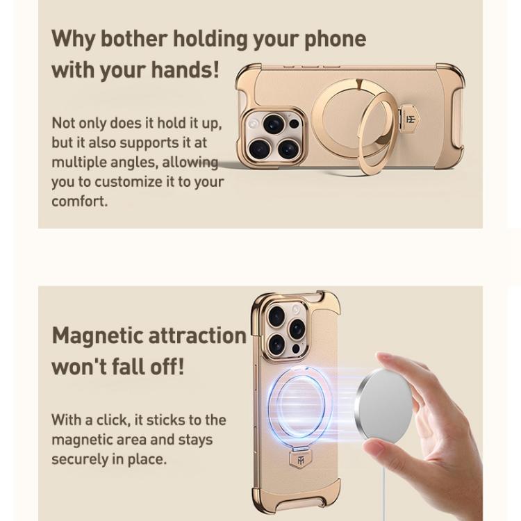 For iPhone Air Borderless MagSafe Ring Holder Plain Leather Phone Case(White) - iPhone Air Cases by buy2fix | Online Shopping UK | buy2fix