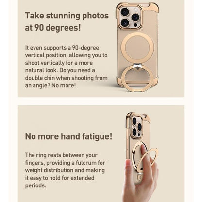 For iPhone Air Borderless MagSafe Ring Holder Plain Leather Phone Case(White) - iPhone Air Cases by buy2fix | Online Shopping UK | buy2fix