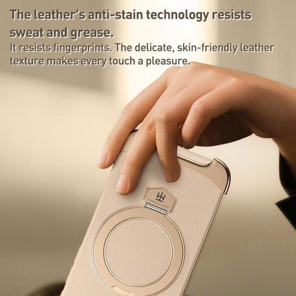 For iPhone Air Borderless MagSafe Ring Holder Plain Leather Phone Case(Gold) - iPhone Air Cases by buy2fix | Online Shopping UK | buy2fix