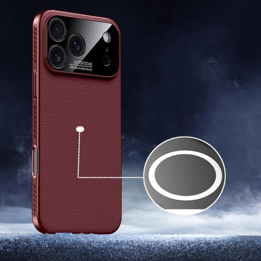 For iPhone 17 Pro Soft Armor MagSafe Cooling Plain Leather Hybrid PC Phone Case(Red) - iPhone 17 Pro Cases by buy2fix | Online Shopping UK | buy2fix