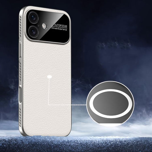 For iPhone 17 Soft Armor MagSafe Cooling Plain Leather Hybrid PC Phone Case(White) - iPhone 17 Cases by buy2fix | Online Shopping UK | buy2fix