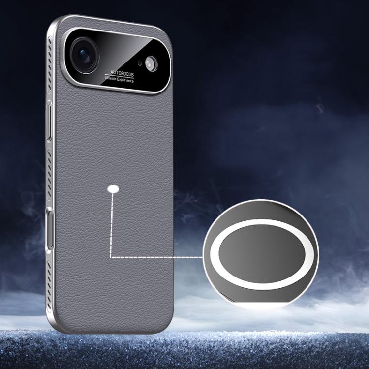 For iPhone Air Soft Armor MagSafe Cooling Plain Leather Hybrid PC Phone Case(Grey) - iPhone Air Cases by buy2fix | Online Shopping UK | buy2fix
