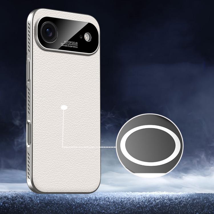 For iPhone Air Soft Armor MagSafe Cooling Plain Leather Hybrid PC Phone Case(White) - iPhone Air Cases by buy2fix | Online Shopping UK | buy2fix