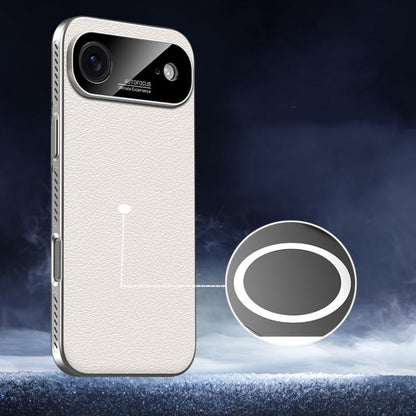 For iPhone Air Soft Armor MagSafe Cooling Plain Leather Hybrid PC Phone Case(White) - iPhone Air Cases by buy2fix | Online Shopping UK | buy2fix