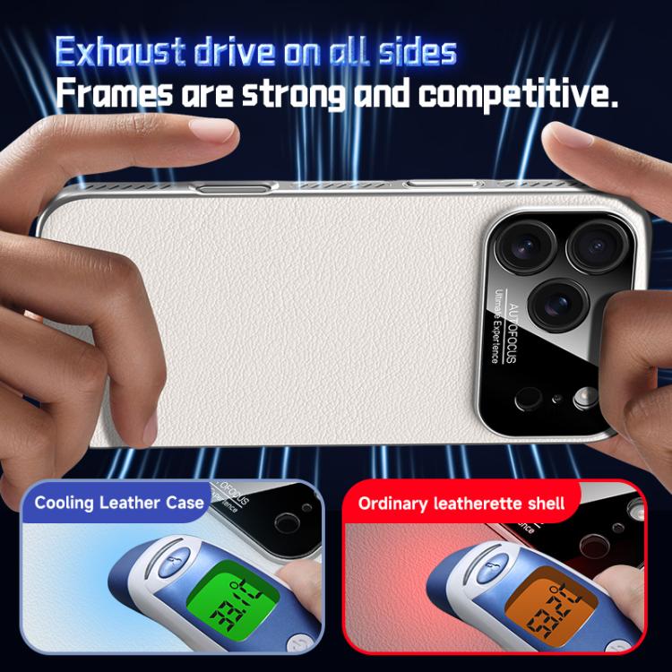 For iPhone 17 Pro Soft Armor MagSafe Cooling Plain Leather Hybrid PC Phone Case(Grey) - iPhone 17 Pro Cases by buy2fix | Online Shopping UK | buy2fix