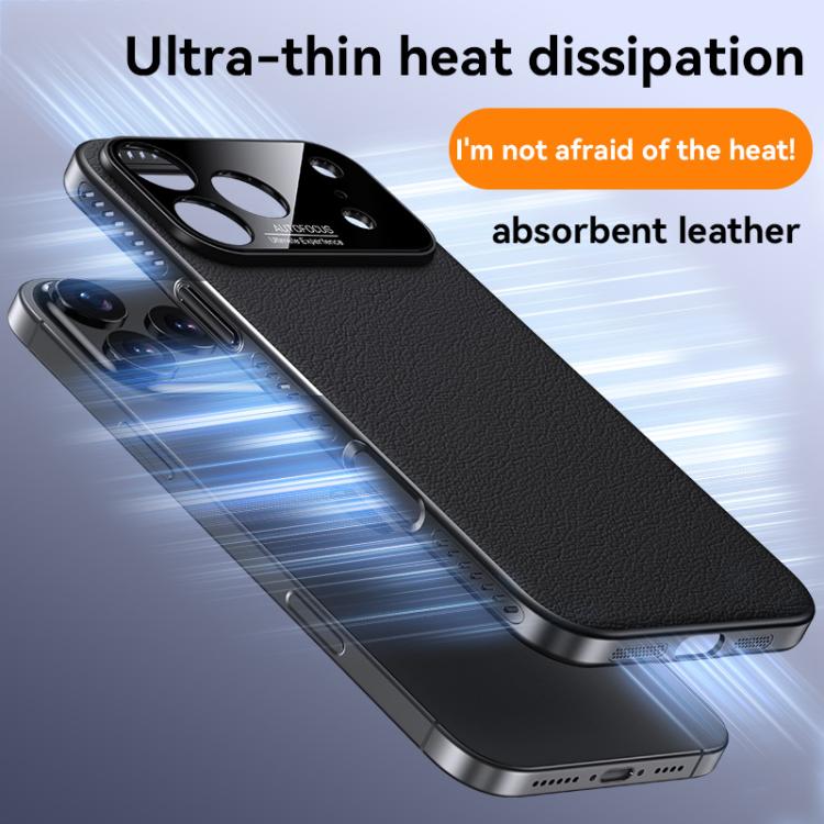 For iPhone 17 Soft Armor MagSafe Cooling Plain Leather Hybrid PC Phone Case(Black) - iPhone 17 Cases by buy2fix | Online Shopping UK | buy2fix