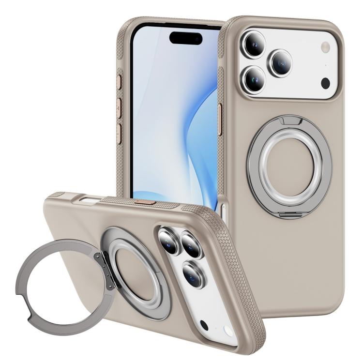 For iPhone 17 Pro Max Gear Holder C MagSafe Phone Case(Beige Gray) - iPhone 17 Pro Max Cases by buy2fix | Online Shopping UK | buy2fix