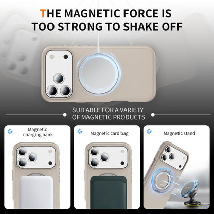 For iPhone 17 Pro Max Gear Holder C MagSafe Phone Case(Beige Gray) - iPhone 17 Pro Max Cases by buy2fix | Online Shopping UK | buy2fix