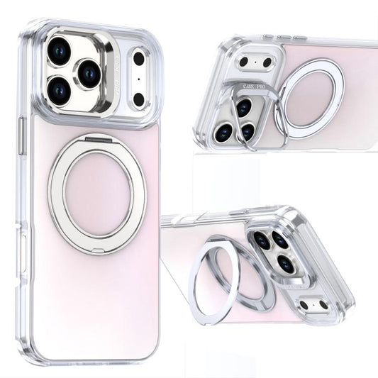 For iPhone 17 Pro Max Gradient Discolor Rotating Holder Lens Kickstand Magsafe Phone Case(White) - iPhone 17 Pro Max Cases by buy2fix | Online Shopping UK | buy2fix