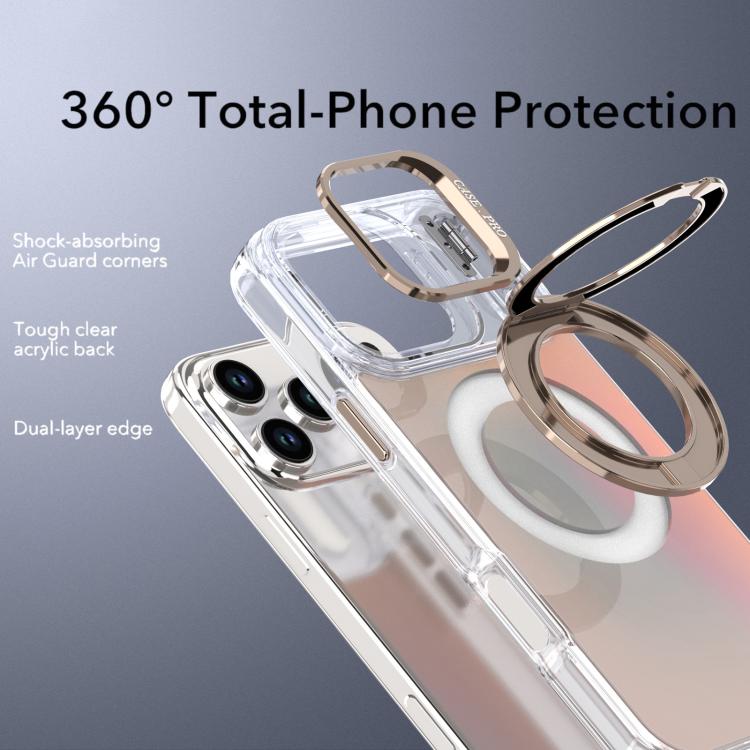 For iPhone 17 Pro Max Gradient Discolor Rotating Holder Lens Kickstand Magsafe Phone Case(White) - iPhone 17 Pro Max Cases by buy2fix | Online Shopping UK | buy2fix
