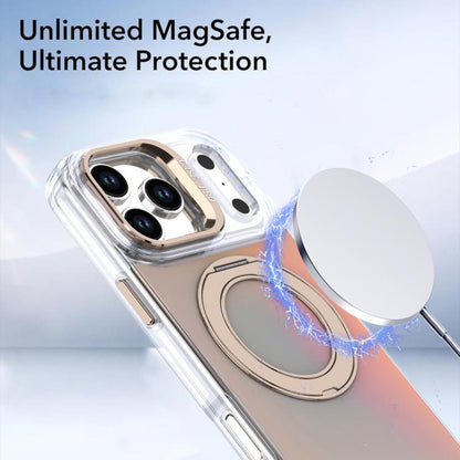 For iPhone 17 Pro Max Gradient Discolor Rotating Holder Lens Kickstand Magsafe Phone Case(Orange) - iPhone 17 Pro Max Cases by buy2fix | Online Shopping UK | buy2fix