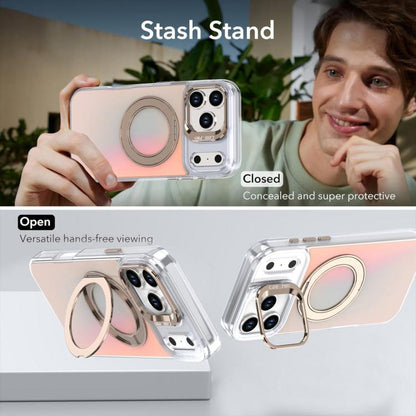 For iPhone 17 Pro Max Gradient Discolor Rotating Holder Lens Kickstand Magsafe Phone Case(Desert Gold) - iPhone 17 Pro Max Cases by buy2fix | Online Shopping UK | buy2fix