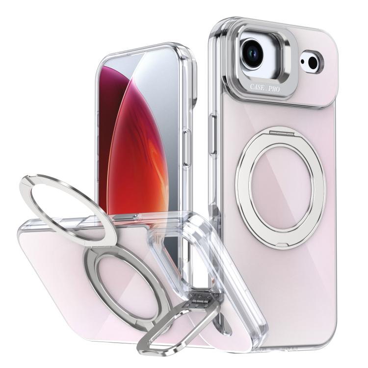 For iPhone 17 Air Gradient Discolor Rotating Holder Lens Kickstand Magsafe Phone Case(White) - iPhone Air Cases by buy2fix | Online Shopping UK | buy2fix