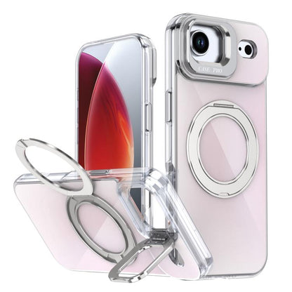 For iPhone 17 Air Gradient Discolor Rotating Holder Lens Kickstand Magsafe Phone Case(White) - iPhone Air Cases by buy2fix | Online Shopping UK | buy2fix