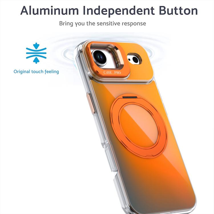 For iPhone 17 Air Gradient Discolor Rotating Holder Lens Kickstand Magsafe Phone Case(Desert Gold) - iPhone Air Cases by buy2fix | Online Shopping UK | buy2fix