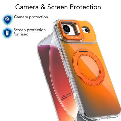 For iPhone 17 Air Gradient Discolor Rotating Holder Lens Kickstand Magsafe Phone Case(Desert Gold) - iPhone Air Cases by buy2fix | Online Shopping UK | buy2fix