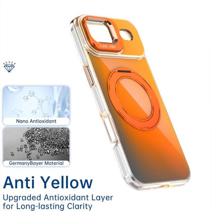 For iPhone 17 Air Gradient Discolor Rotating Holder Lens Kickstand Magsafe Phone Case(Desert Gold) - iPhone Air Cases by buy2fix | Online Shopping UK | buy2fix