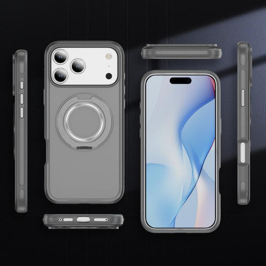 For iPhone 17 Pro Max Skin Feel Translucent PC Gear Holder C MagSafe Phone Case(Bright Grey+Grey) - iPhone 17 Pro Max Cases by buy2fix | Online Shopping UK | buy2fix