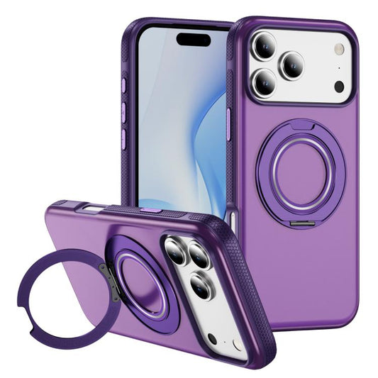 For iPhone 17 Pro Max Skin Feel Translucent PC Gear Holder C MagSafe Phone Case(Bright Purple + Purple) - iPhone 17 Pro Max Cases by buy2fix | Online Shopping UK | buy2fix