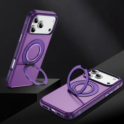 For iPhone 17 Pro Max Skin Feel Translucent PC Gear Holder C MagSafe Phone Case(Bright Purple + Purple) - iPhone 17 Pro Max Cases by buy2fix | Online Shopping UK | buy2fix