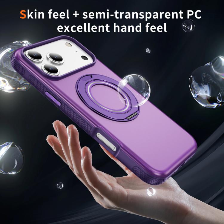 For iPhone 17 Pro Max Skin Feel Translucent PC Gear Holder C MagSafe Phone Case(Bright Purple + Purple) - iPhone 17 Pro Max Cases by buy2fix | Online Shopping UK | buy2fix