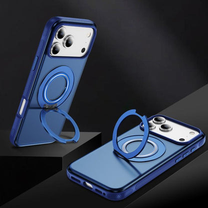 For iPhone 17 Pro Max Skin Feel Translucent PC Gear Holder C MagSafe Phone Case(Transparent Blue + Royal Blue) - iPhone 17 Pro Max Cases by buy2fix | Online Shopping UK | buy2fix