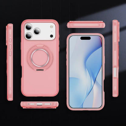 For iPhone 17 Pro Skin Feel Translucent PC Gear Holder C MagSafe Phone Case(Bright Pink + Pink) - iPhone 17 Pro Cases by buy2fix | Online Shopping UK | buy2fix