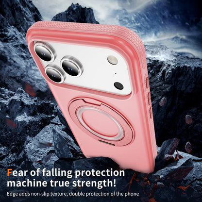 For iPhone 17 Pro Skin Feel Translucent PC Gear Holder C MagSafe Phone Case(Bright Pink + Pink) - iPhone 17 Pro Cases by buy2fix | Online Shopping UK | buy2fix