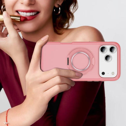For iPhone 17 Pro Skin Feel Translucent PC Gear Holder C MagSafe Phone Case(Bright Pink + Pink) - iPhone 17 Pro Cases by buy2fix | Online Shopping UK | buy2fix