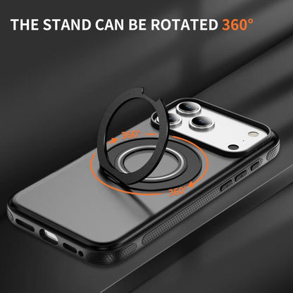 For iPhone 17 Pro Skin Feel Translucent PC Gear Holder C MagSafe Phone Case(Bright Grey + Black) - iPhone 17 Pro Cases by buy2fix | Online Shopping UK | buy2fix