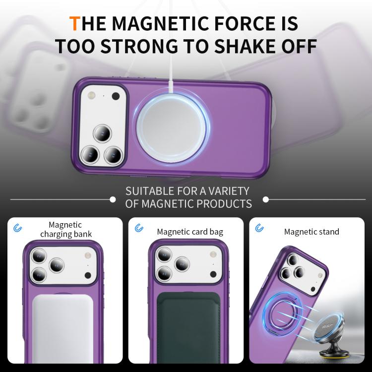 For iPhone 17 Pro Skin Feel Translucent PC Gear Holder C MagSafe Phone Case(Bright Purple + Purple) - iPhone 17 Pro Cases by buy2fix | Online Shopping UK | buy2fix
