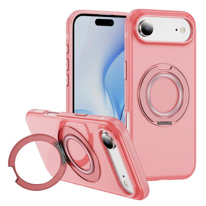 For iPhone Air Skin Feel Translucent PC Gear Holder C MagSafe Phone Case(Bright Pink + Pink) - iPhone Air Cases by buy2fix | Online Shopping UK | buy2fix