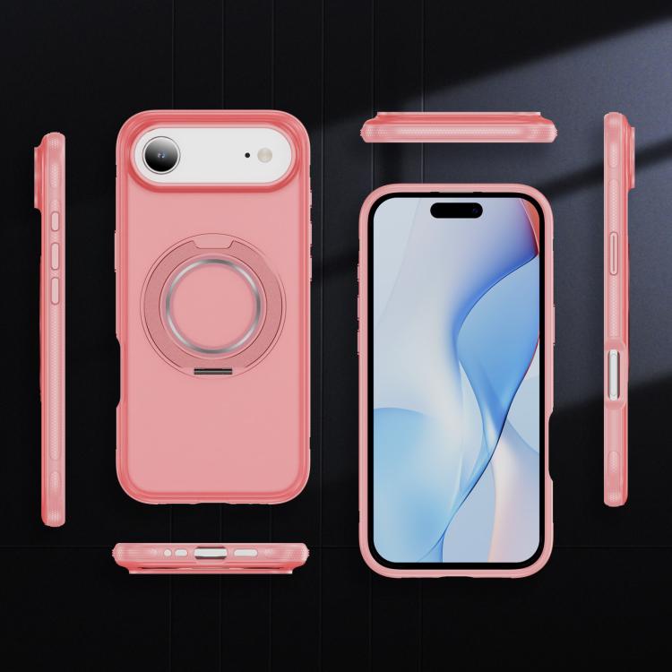 For iPhone Air Skin Feel Translucent PC Gear Holder C MagSafe Phone Case(Bright Pink + Pink) - iPhone Air Cases by buy2fix | Online Shopping UK | buy2fix