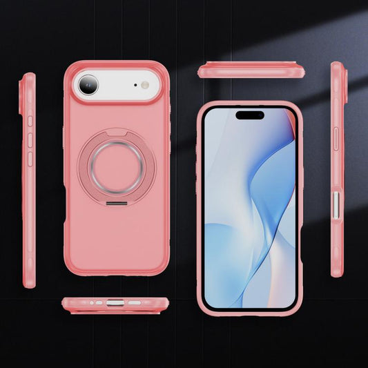 For iPhone Air Skin Feel Translucent PC Gear Holder C MagSafe Phone Case(Bright Pink + Pink) - iPhone Air Cases by buy2fix | Online Shopping UK | buy2fix
