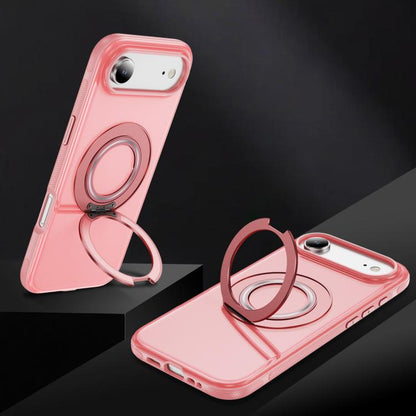 For iPhone Air Skin Feel Translucent PC Gear Holder C MagSafe Phone Case(Bright Pink + Pink) - iPhone Air Cases by buy2fix | Online Shopping UK | buy2fix