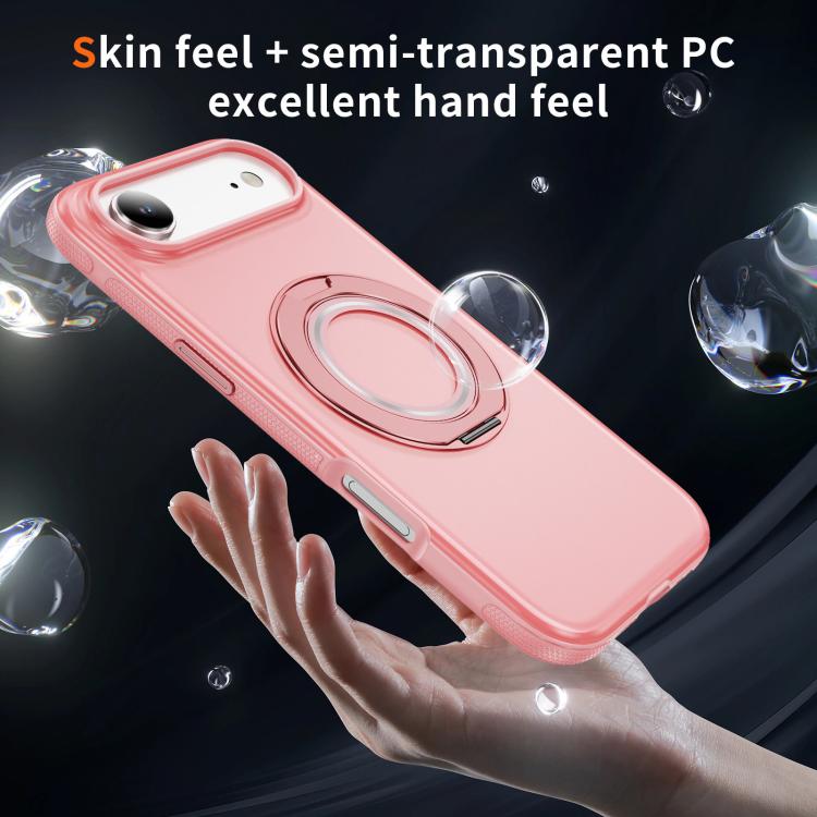 For iPhone Air Skin Feel Translucent PC Gear Holder C MagSafe Phone Case(Bright Pink + Pink) - iPhone Air Cases by buy2fix | Online Shopping UK | buy2fix