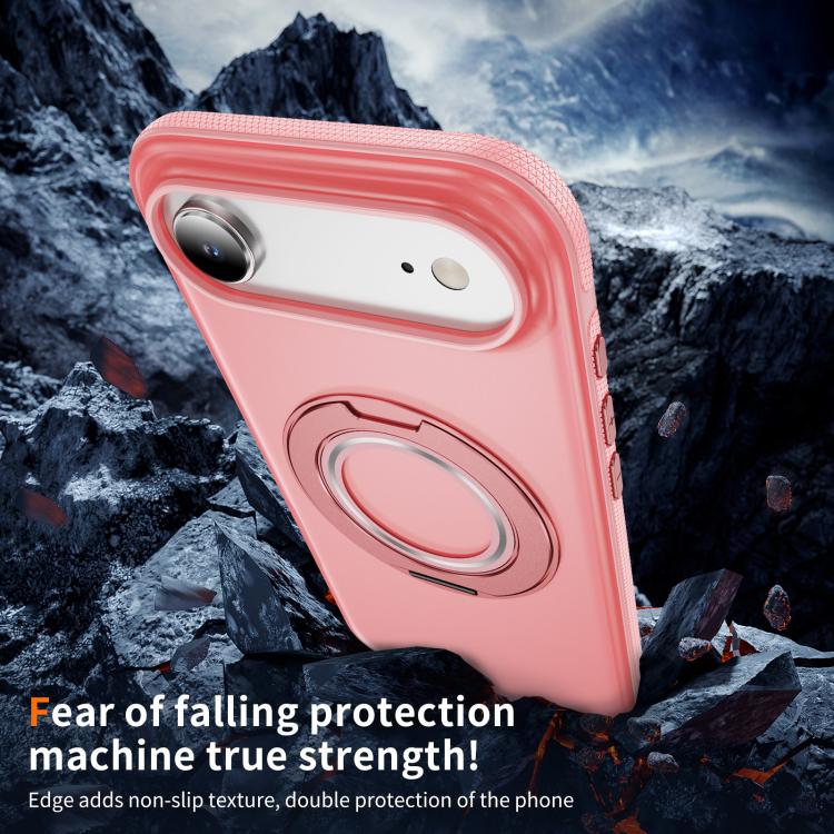 For iPhone Air Skin Feel Translucent PC Gear Holder C MagSafe Phone Case(Bright Pink + Pink) - iPhone Air Cases by buy2fix | Online Shopping UK | buy2fix