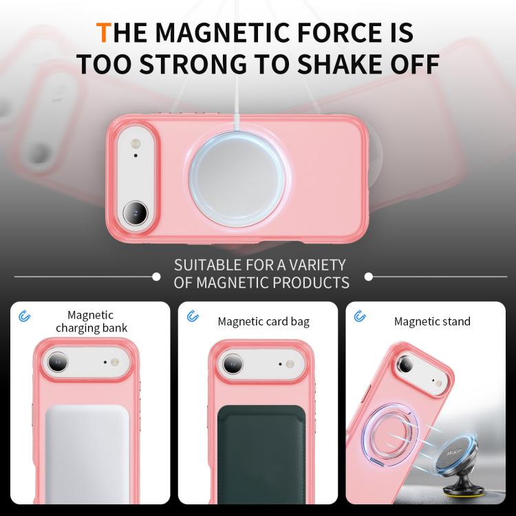 For iPhone Air Skin Feel Translucent PC Gear Holder C MagSafe Phone Case(Bright Pink + Pink) - iPhone Air Cases by buy2fix | Online Shopping UK | buy2fix