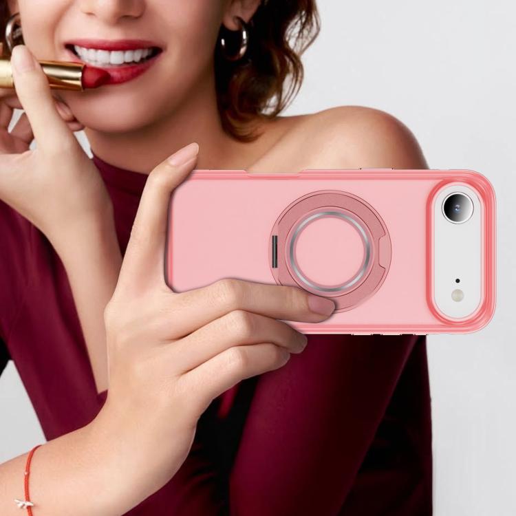 For iPhone Air Skin Feel Translucent PC Gear Holder C MagSafe Phone Case(Bright Pink + Pink) - iPhone Air Cases by buy2fix | Online Shopping UK | buy2fix