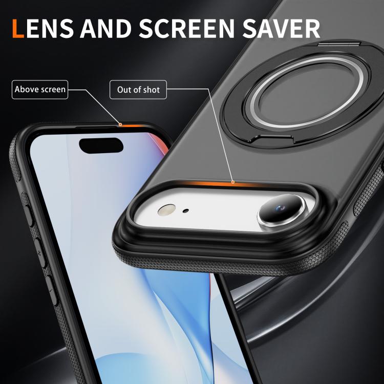 For iPhone Air Skin Feel Translucent PC Gear Holder C MagSafe Phone Case(Bright Grey + Black) - iPhone Air Cases by buy2fix | Online Shopping UK | buy2fix