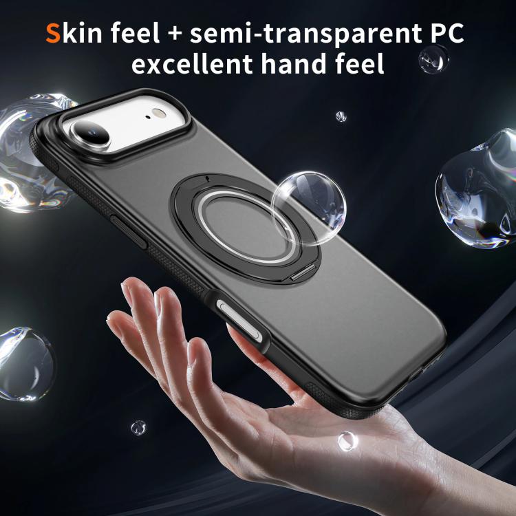 For iPhone Air Skin Feel Translucent PC Gear Holder C MagSafe Phone Case(Bright Grey + Black) - iPhone Air Cases by buy2fix | Online Shopping UK | buy2fix