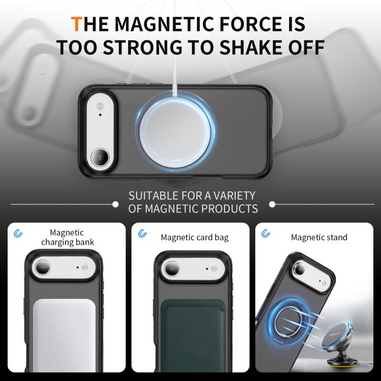 For iPhone Air Skin Feel Translucent PC Gear Holder C MagSafe Phone Case(Bright Grey + Black) - iPhone Air Cases by buy2fix | Online Shopping UK | buy2fix